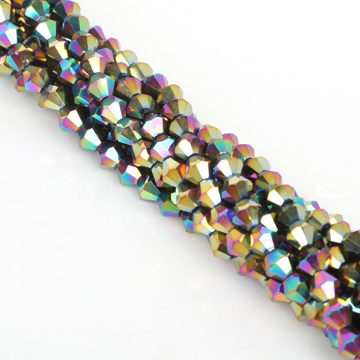 Electroplated Faceted Glass Beads 6mm Transparent Mixed Colors 45pcs 32