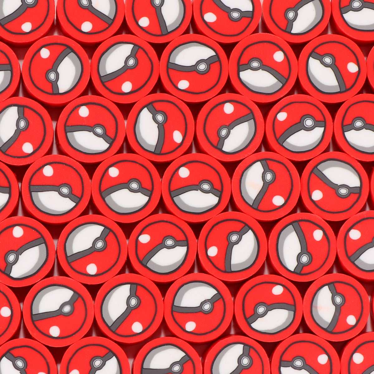 Flat Clay Beads 9mm Pokemon Series Colorful Character Faces 100pcs 8