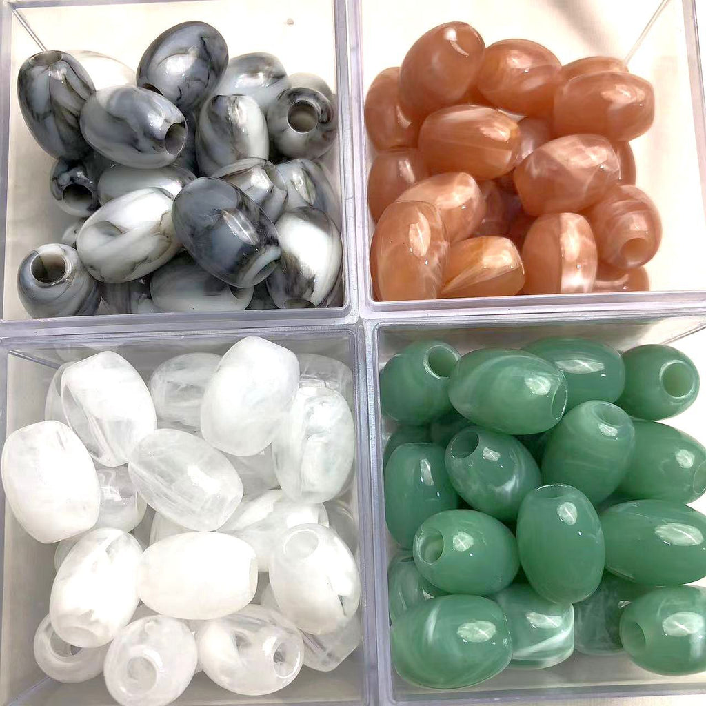 Vintage Elliptical Acrylic Beads 17mm Enamel Large Hole 200pcs 3