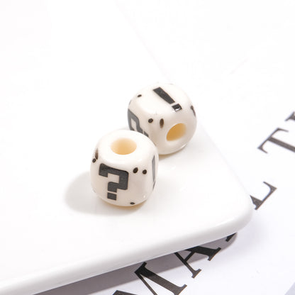 Painted Square Acrylic Beads 11mm Large Hole Question Mark 50pcs 7