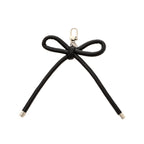Colorful PU Leather Bow Keychain with Silver Tone Metal 3pcs 5