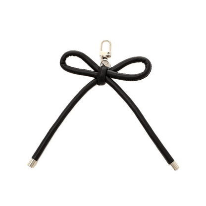 Colorful PU Leather Bow Keychain with Silver Tone Metal 3pcs 5