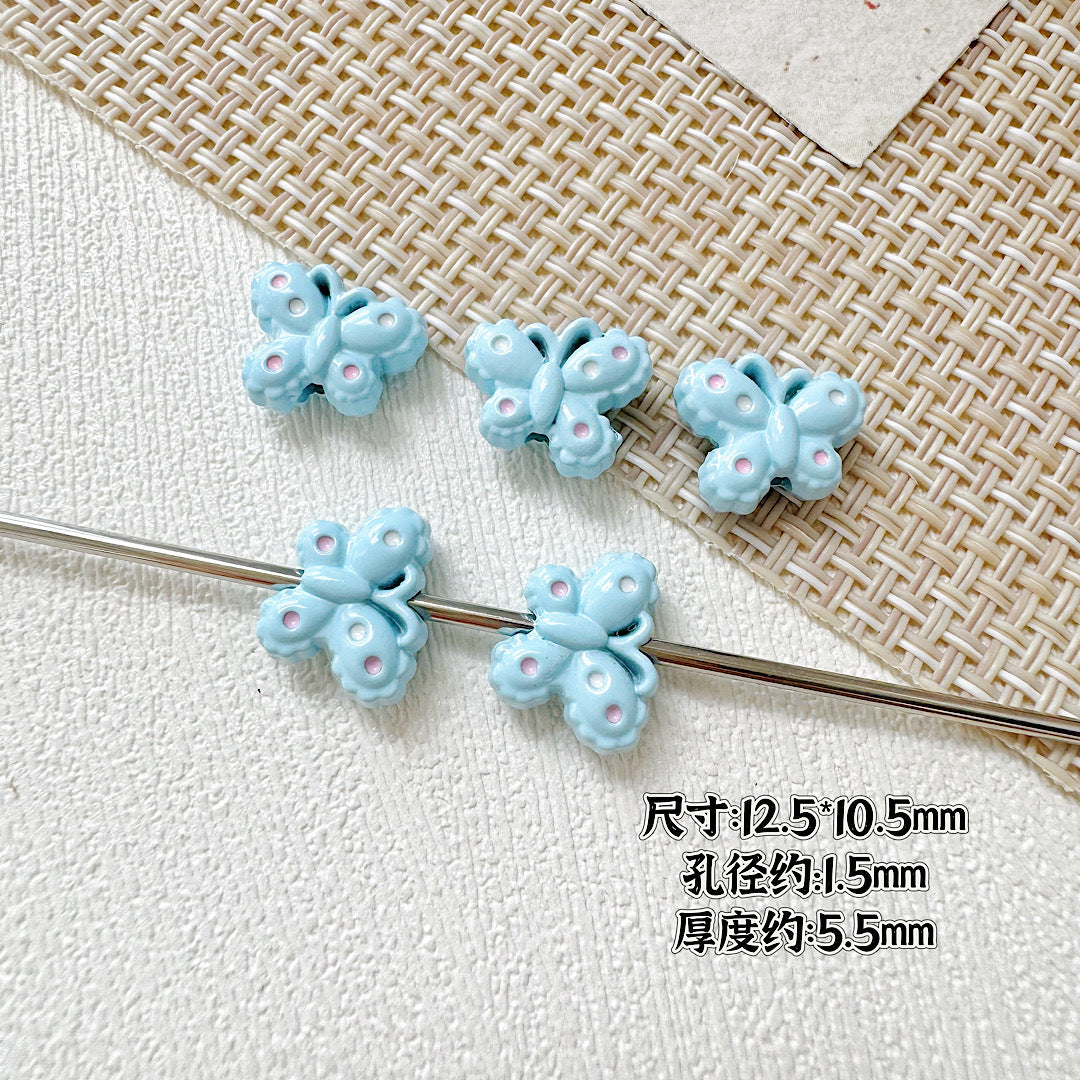 Puppy Butterfly Metal Beads 14mm 12mm Glossy Baked Finish 10pcs 17