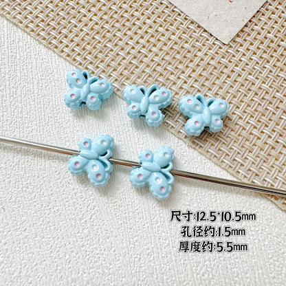 Puppy Butterfly Metal Beads 14mm 12mm Glossy Baked Finish 10pcs 17