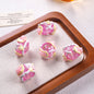 Hand Painted Heart and Flower Acrylic Beads 18-20mm Pastel Enamel 10pcs 7