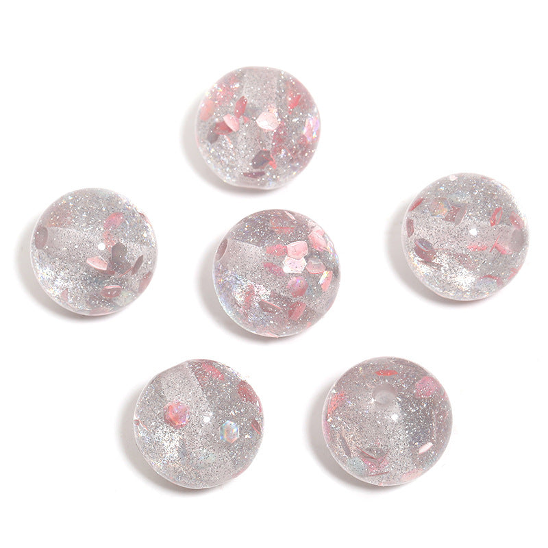 Shimmer Glitter Filled Resin Beads 16mm Round Autumn Leaf 50pcs 15