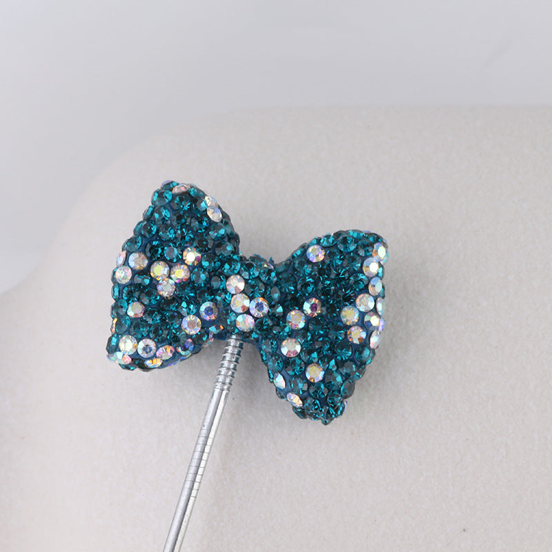 Rhinestone Bow Clay Beads 30mm Full Covered 5pcs 13
