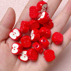 Painted Half Apple Acrylic Beads 16mm Glossy Enamel 10pcs 2