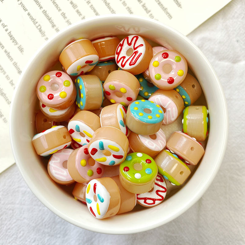 Lampwork Glass Beads Donut 15mm Hand Painted Glossy Finish 10pcs 3
