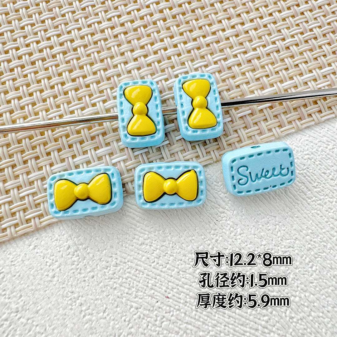 Sunflower and Gift Box Metal Beads 12mm Pastel Painted 10pcs 12