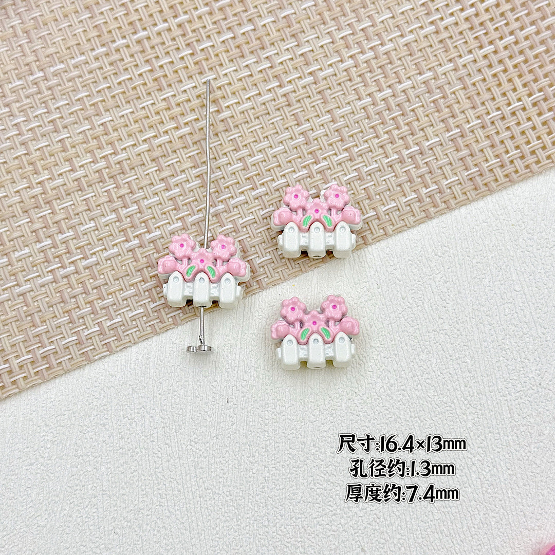 Flower Butterfly Metal Beads 16-20mm Baking Painted Glossy Finish 10pcs 4