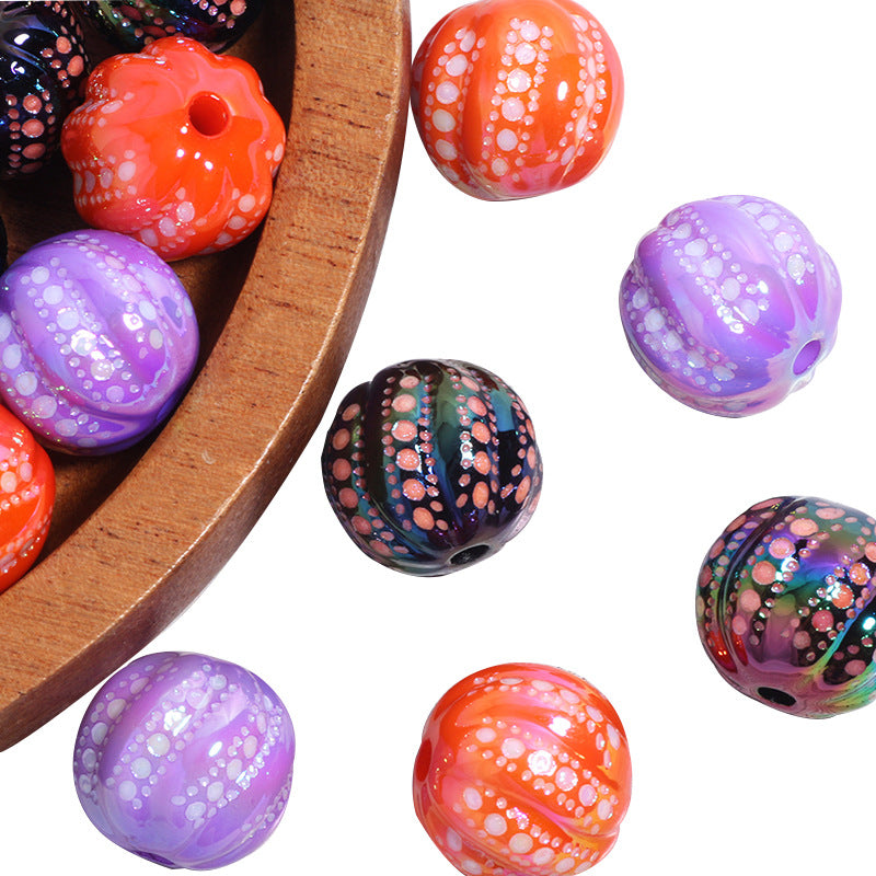Plating Round Acrylic Beads 16mm Watermelon Texture 20pcs 5
