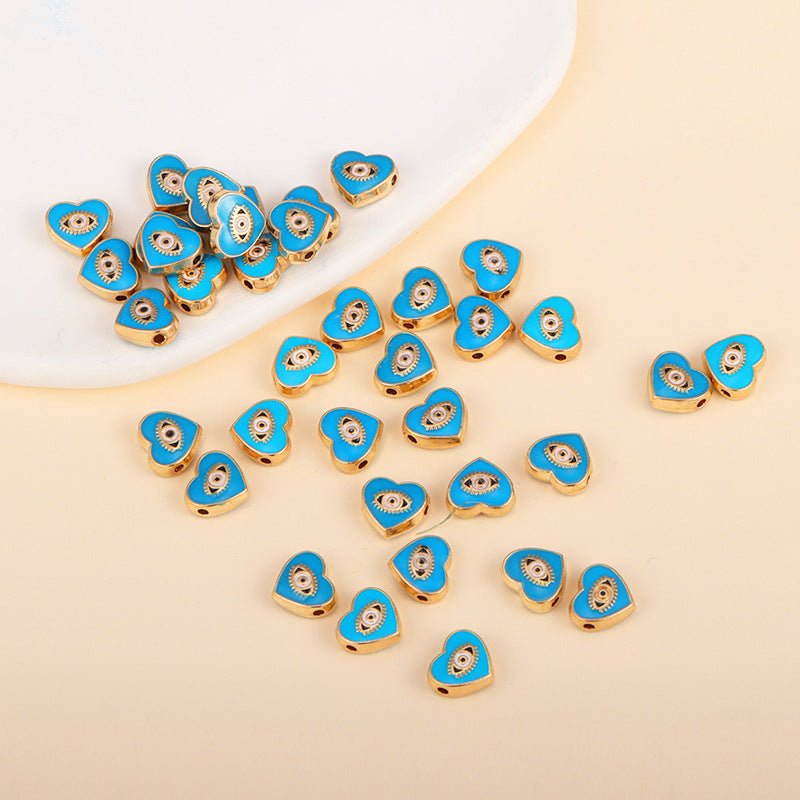Irregular Shaped Metal Beads Double-Sided Enamel Evil Eye 20pcs 49