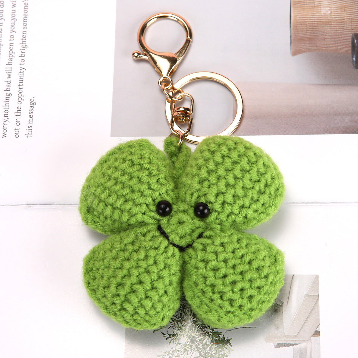 Crochet Rainbow Keychain Handmade Yarn Charm with Colorful Shapes 6