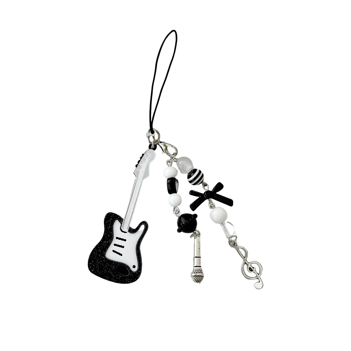 Black Guitar Resin Phone Charm Musical Pendant 7cm 2pcs 5