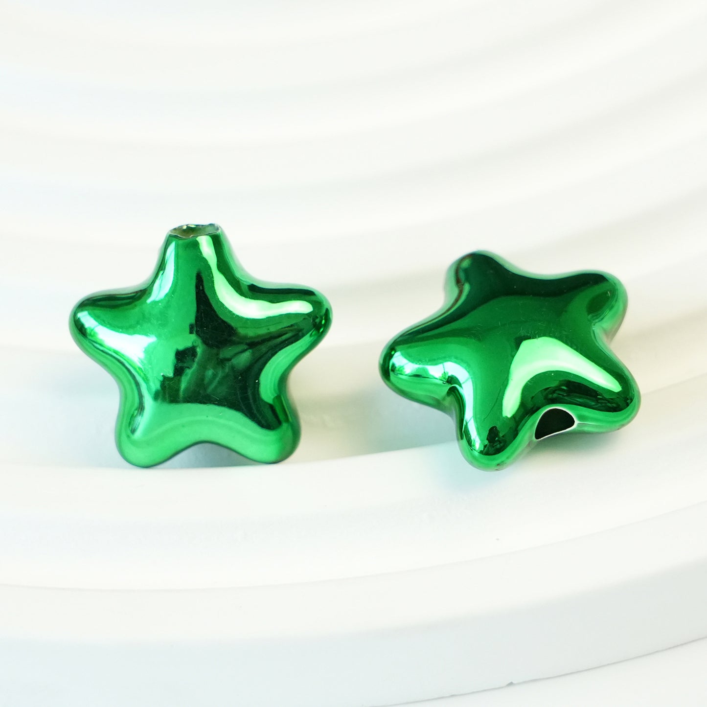 Pentagram Snowflake Acrylic Beads 14mm 21mm Metallic Plated 100pcs 13