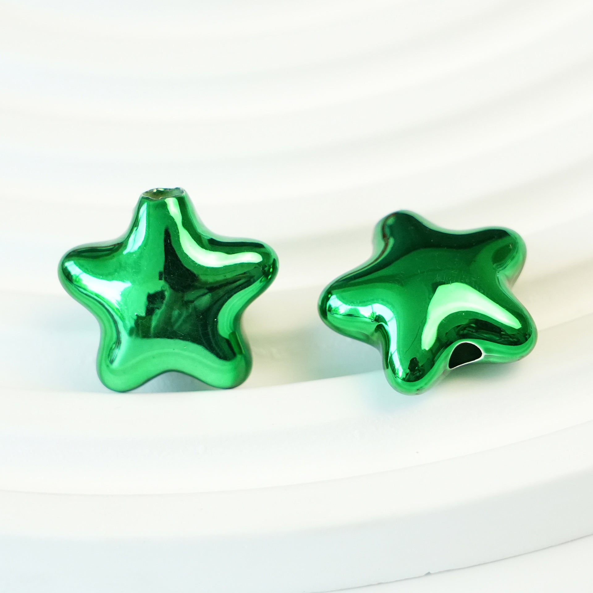 Pentagram Snowflake Acrylic Beads 14mm 21mm Metallic Plated 100pcs 13