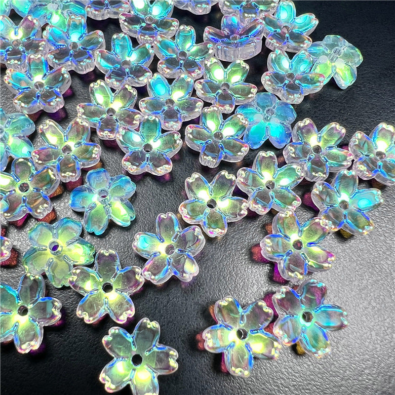 Czech Glass Beads Cherry Blossom 10mm Iridescent Pastel 50pcs