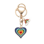 Rainbow Heart Keychain Metal Alloy Gold Tone with Rainbow Cloud Charm 5