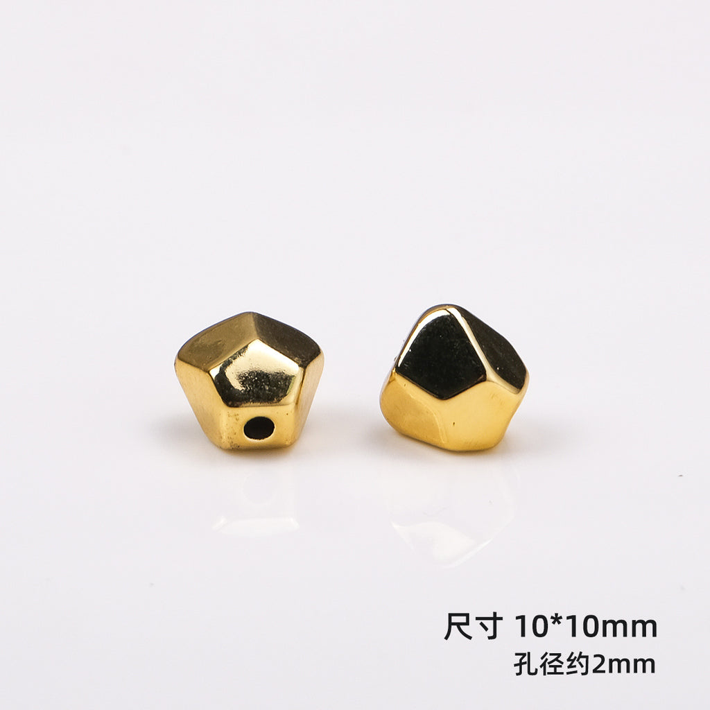 Irregular Square Acrylic Beads 10mm Imitation Metal 50pcs 5