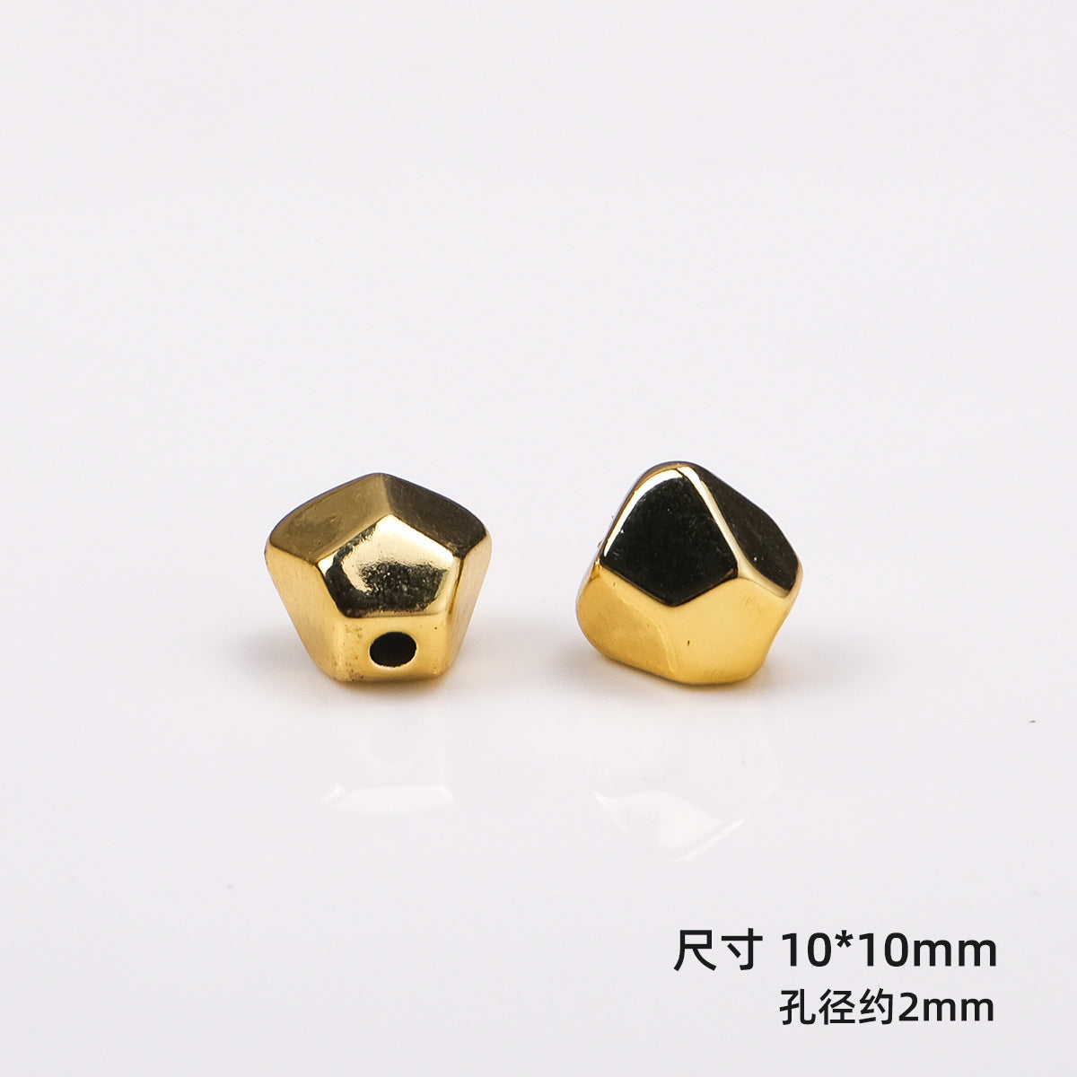 Irregular Square Acrylic Beads 10mm Imitation Metal 50pcs 5