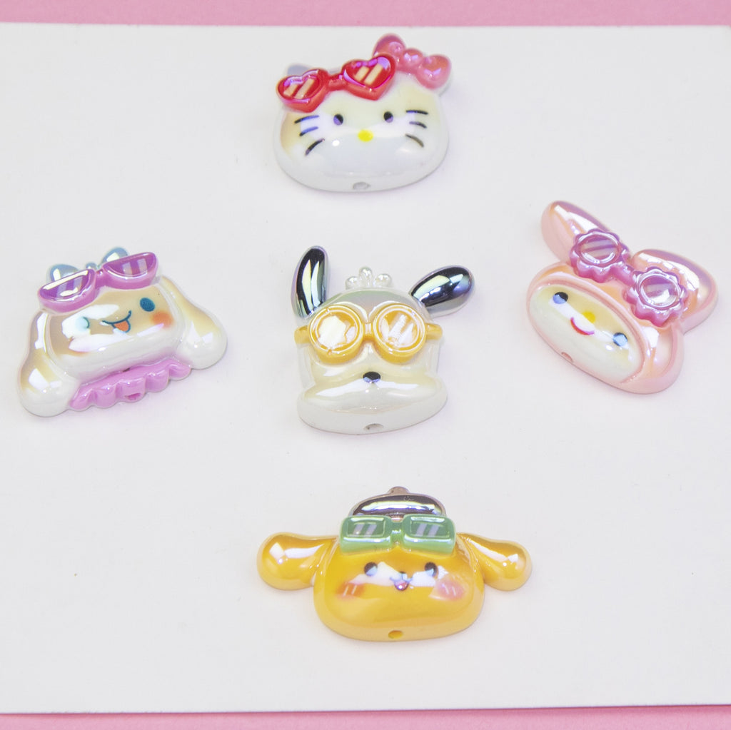 Glossy Resin Beads Swimming Sanrio Characters 2mm Hole 10pcs