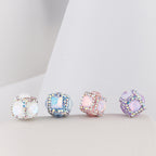 Opal Wrapped Polymer Clay Square Rhinestone Beads 20mm 6pcs 2