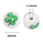 St. Patrick's Day Shamrock Acrylic Beads 16mm UV Plating Polka Dotted Leopard 50pcs 3