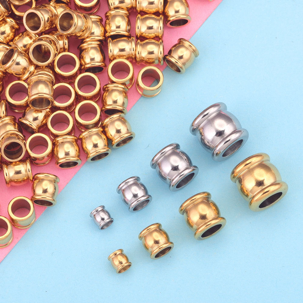 Stainless Steel Drum Metal Beads 4-10mm Large Hole 20pcs