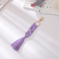 Hand Woven Tassel Crochet Keychain Cotton Linen Boho 2pcs 6