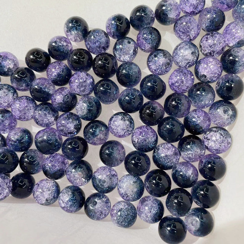 Crackle Round Glass Beads 10mm Vibrant Colors Sparkling Texture 100pcs 12