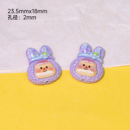Plating Cute Duoduo Girl Series Resin Beads Glossy Animal Faces 10pcs 8
