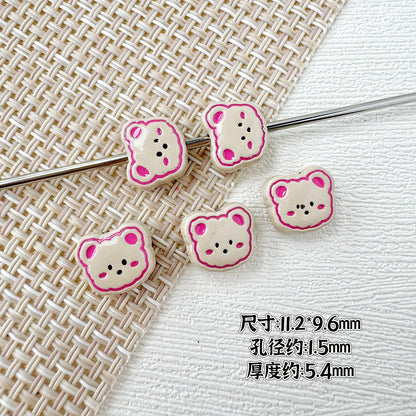 Bear Metal Beads 13mm Glossy Painted Alloy 10pcs 18