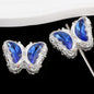 Butterfly Rhinestone Beads 28mm Colorful Silver Alloy 10pcs 8