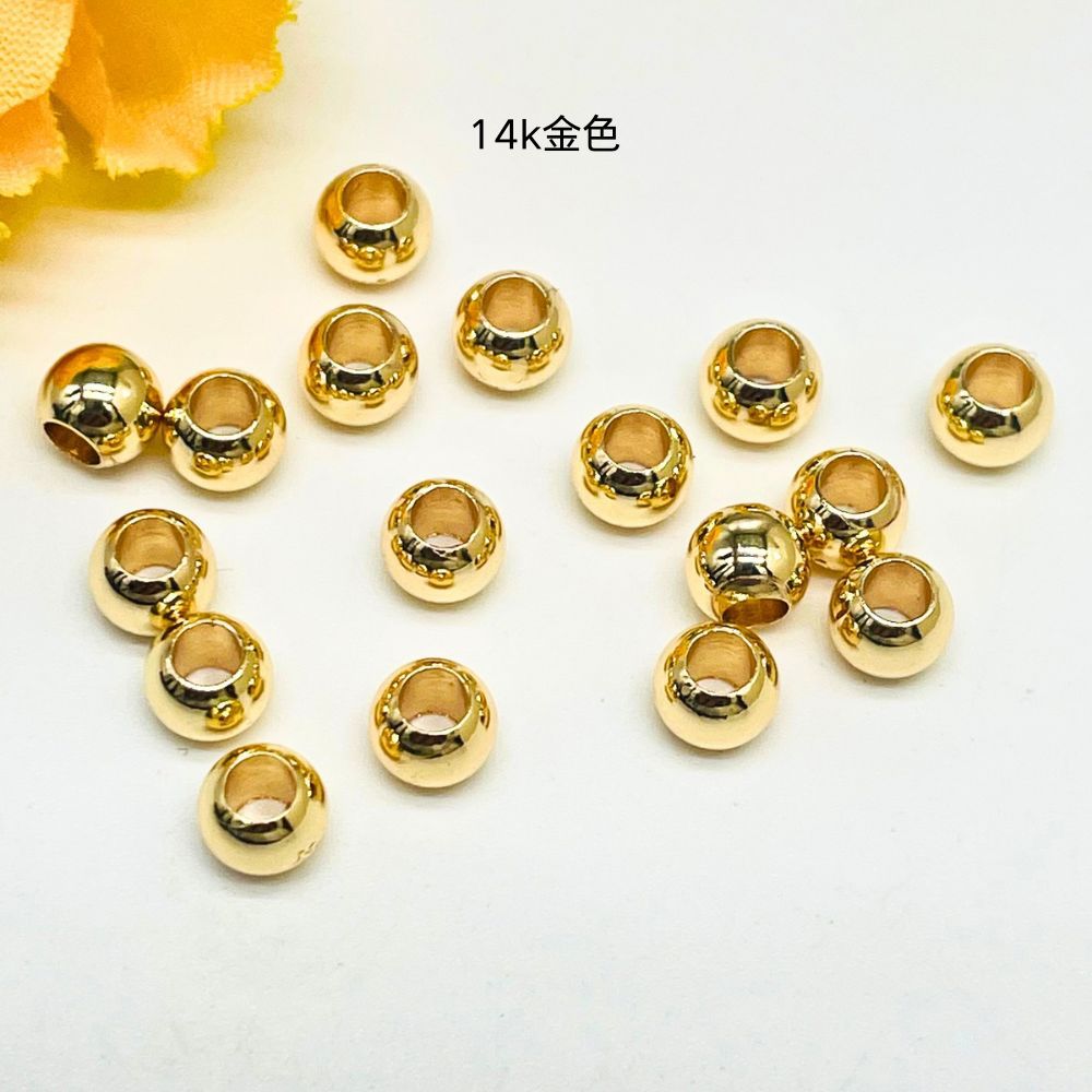 Brass Round Metal Beads 4/5mm Smooth Large Hole 100pcs 5