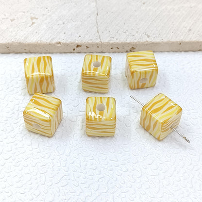 Colorful Leopard Print Acrylic Square Beads 14mm 50pcs 7