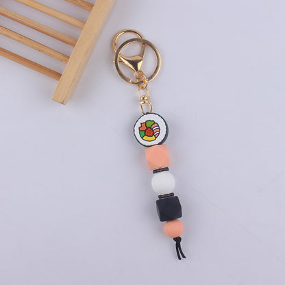 Cartoon Fruit Silicone Bead Keychain Fun Vibrant Colors 12