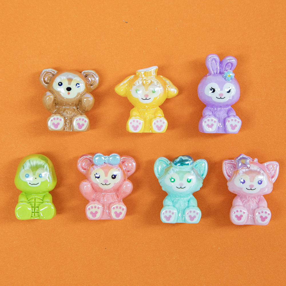 Plating 3D Animal Resin Beads Charming Glossy Disney Series 10pcs