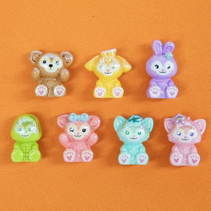 Plating 3D Animal Resin Beads Charming Glossy Disney Series 10pcs