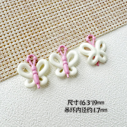 Butterfly Painted Metal Beads Decorative Alloy 10pcs 6