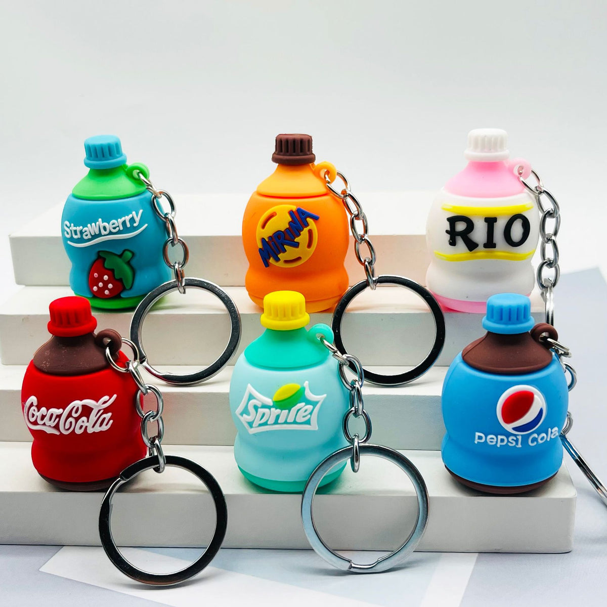 PVC Drip Drink Bottle Keychain Colorful Soft Material Charm 2