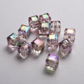 Transparent Faceted Square Acrylic Beads 8mm Plating Pastel Glow 500pcs 3