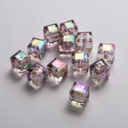 Transparent Faceted Square Acrylic Beads 8mm Plating Pastel Glow 500pcs 3