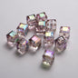 Transparent Faceted Square Acrylic Beads 8mm Plating Pastel Glow 500pcs 3