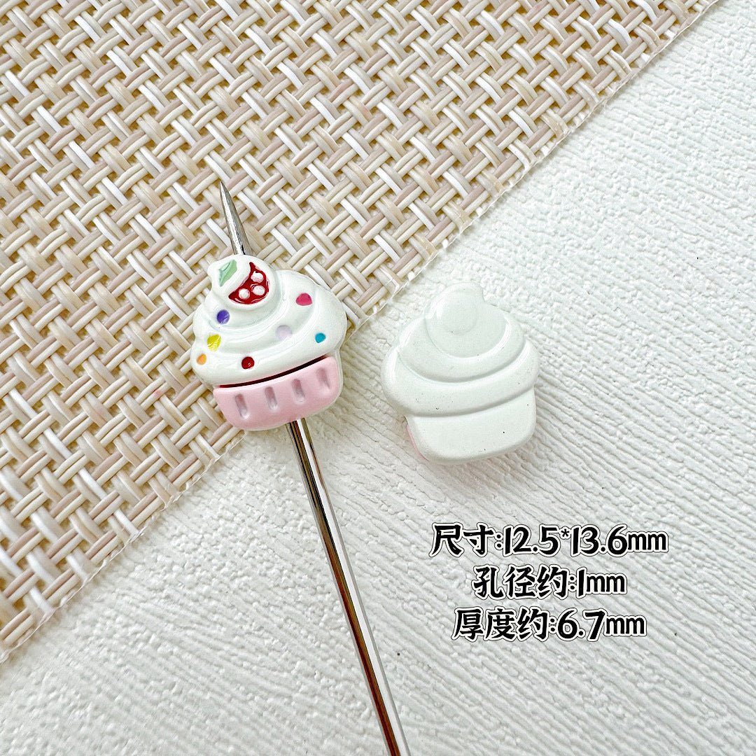 Baking Painted Watermelon and Cake Metal Beads 16mm Colorful 10pcs 12