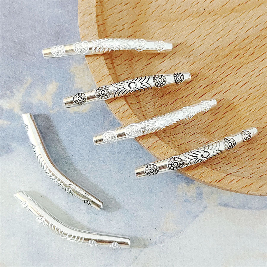 Bent Tube Metal Beads 36mm Vintage Tibetan Style 10pcs