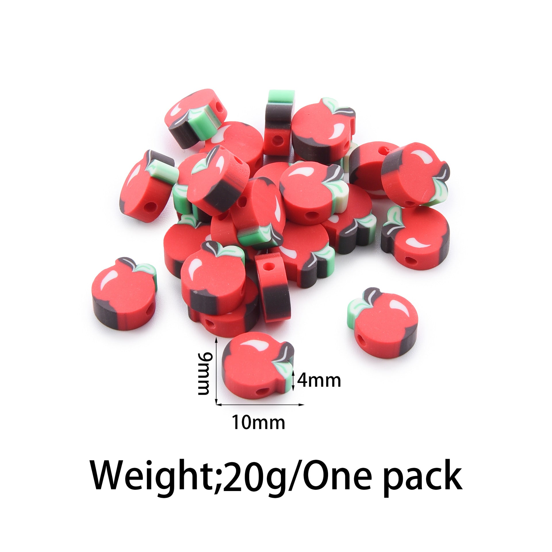 Flat Clay Beads Fruit and Christmas Tree Pattern Polymer 50pcs 9