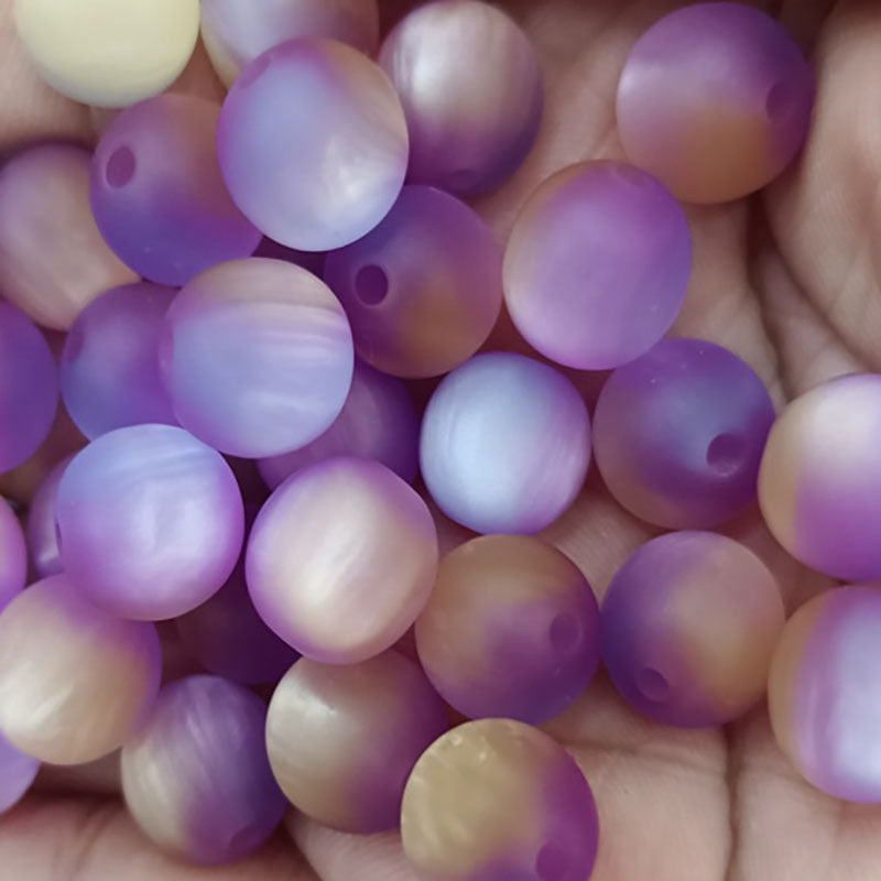 Matte Gradient Tricolor Round Resin Beads 8/10/16mm Pastel Finish 50pcs 3