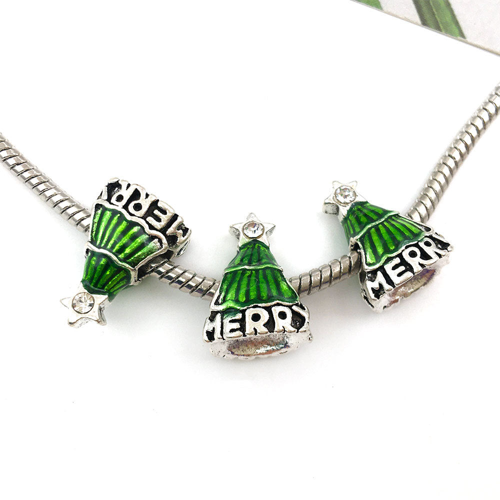 Christmas Series Colorful Enamel Metal Beads Large Hole 1pc 3