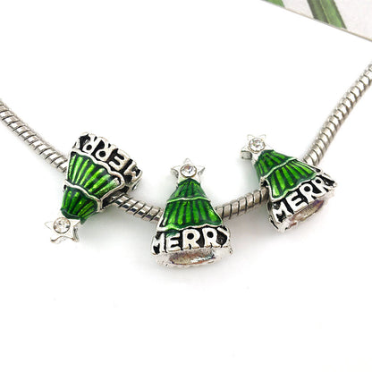 Christmas Series Colorful Enamel Metal Beads Large Hole 1pc 3